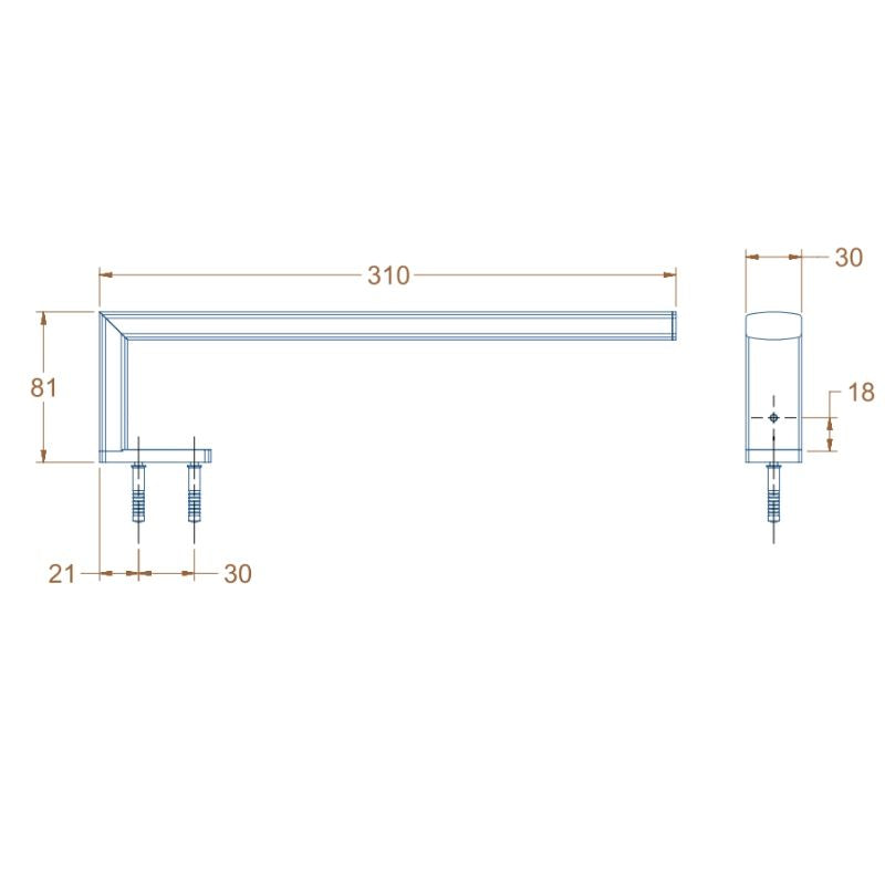 Avenir Xylo Hand Towel Rail Left Facing - Matte Black Spec