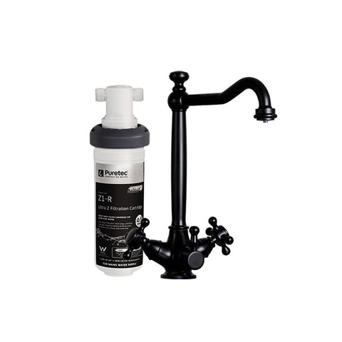 Puretec Z1-BL3 Quick Twist Undersink Filter System w- Heritage Tripla Black Mixer Tap