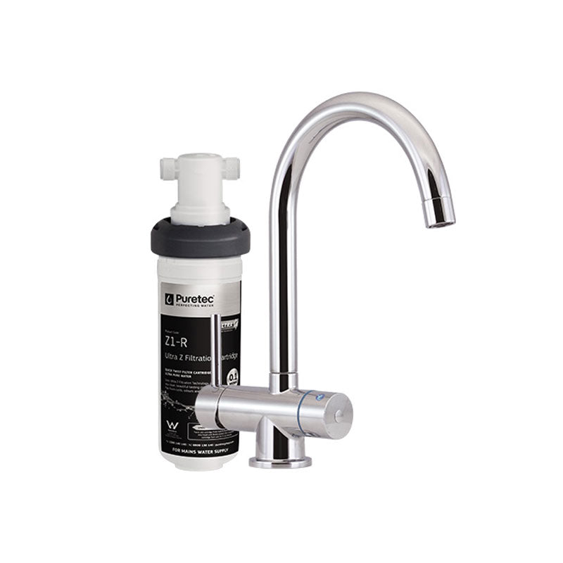 Puretec Quick Twist Undersink Filter using Ultra Z Filtration Technology with Tripla™ T4 LED Mixer Tap